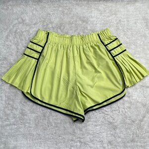 Free People Women's Green Black Easy Tiger Pleated Shorts Size Small